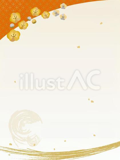 金の梅の花 和柄背景素材