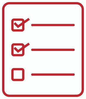 リストのアイコン 赤 リスト,アイコン,アンケート,質問,調査,回答,問診,点検,検査,チェックのイラスト素材