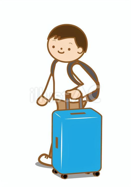 旅行に行く男性 旅行,スーツケース,里帰りのイラスト素材