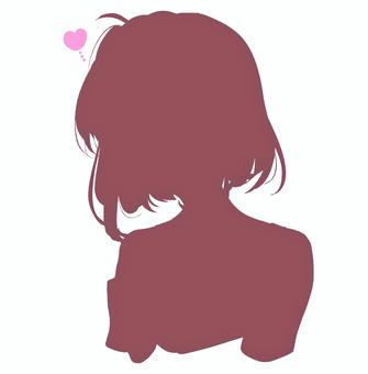 夏の恋する女の子　シルエット 女性,少女,恋,夏,好き,恋愛,女の子,かわいい,清楚,恋心のイラスト素材