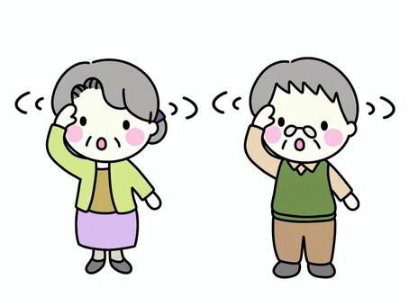 探す　高齢者 探す,探し物,探索,高齢者,老人,お爺さん,お婆さん,おじさん,おばさん,おじいちゃんのイラスト素材