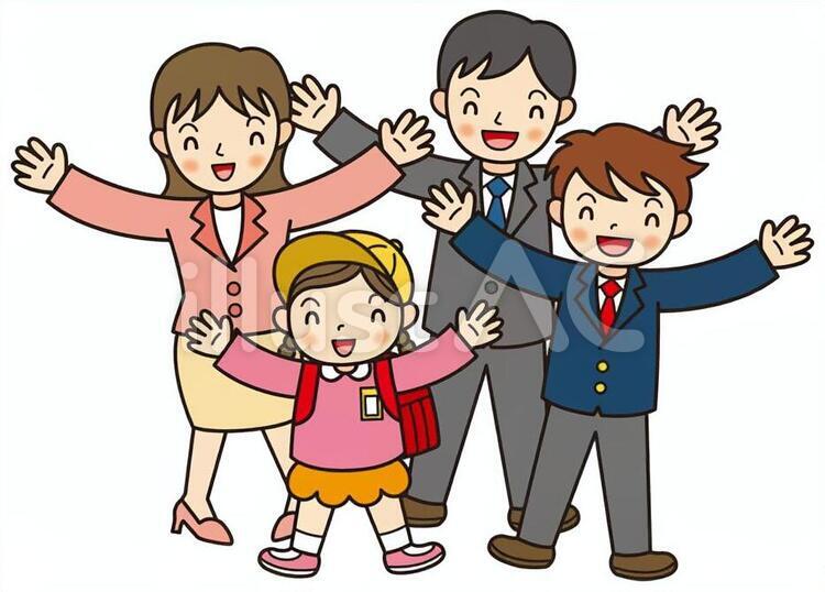 喜ぶ二世帯家族 喜ぶ,家族,二世帯家族のイラスト素材