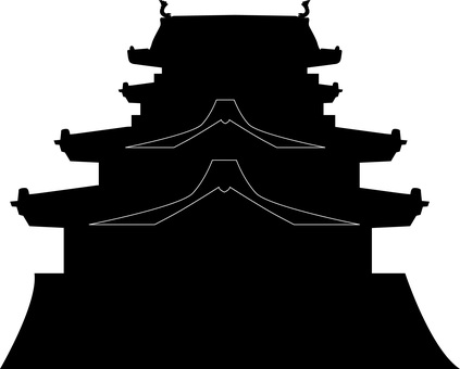 お城シルエット お城,和風,日本,しゃちほこ,堀,建築,歴史,昔,シルエットのイラスト素材