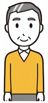 ニット中年男性(黄)-533-バスト  ニット中年男性(黄)-533-バスト 正面,おじさん,男性,中年,お父さん,パパ,シニア,ミドルエイジ,人物,かわいいのイラスト素材