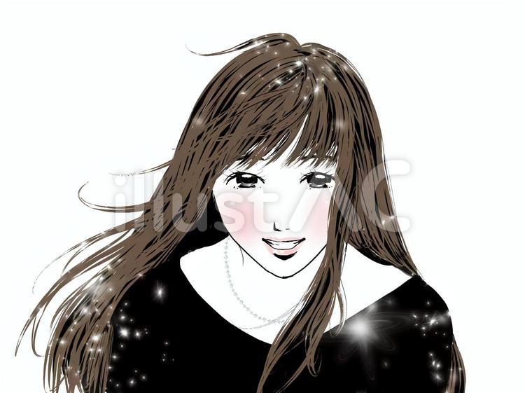 笑顔あふれる女性 笑顔,女性,ロングヘアのイラスト素材