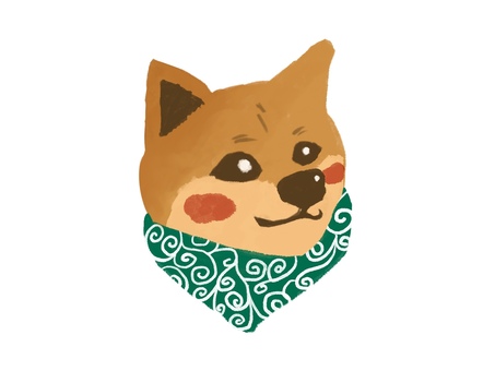 唐草模様が似合う柴犬 柴犬,犬,ペット,顔,和風,日本,唐草模様,唐草,風呂敷,スカーフのイラスト素材