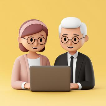 老夫婦がネットショッピングをしている 老夫婦がネットショッピングをしている 夫婦,老夫婦,老人のイラスト素材