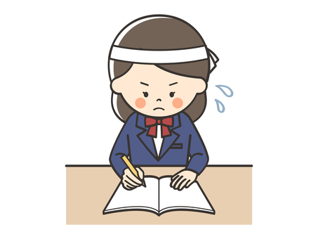 試験勉強をする女子学生 勉強,宿題,学習,テスト勉強,テスト,学ぶ,学び,課題,塾,学習塾のイラスト素材