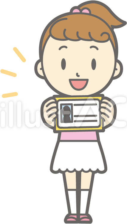 女の子半袖a-身分証明-全身 幼児,子供,保育園のイラスト素材