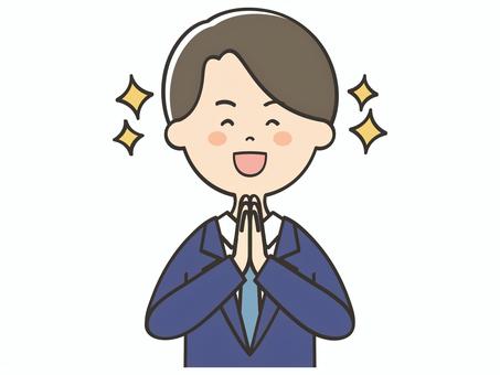 感激するスーツの男性 感激するスーツの男性 感謝,感動,感激,男性,素敵,ワクワク,ありがとう,お礼,スーツ,嬉しいのイラスト素材