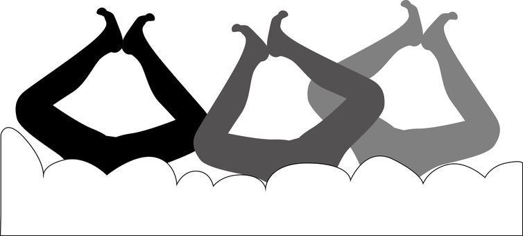 ズッコケ　 ズッコケ,逆さま,足,下半身,複数,人物,オチ,ギャグ,シルエットのイラスト素材