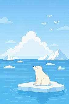 北極　しろくま　縦背景 しろくま,白熊,雪,動物,かわいい,流氷,キャラクター,北海道,水色,背景のイラスト素材