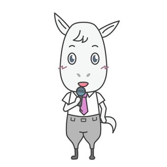 ビジネス馬ン|マイクで演説 ビジネス馬ン|マイクで演説 馬,擬人化,営業マン,サラリーマン,ビジネスマン,マイク,持つ,演説,プレゼン,話すのイラスト素材