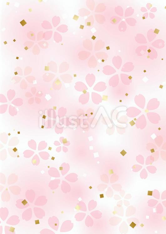 ほわほわ地に金箔混じりの桃色和桜模様 かわいい,おしゃれ,ピンクのイラスト素材