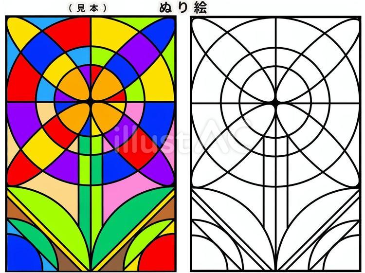 簡単ぬり絵 ぬり絵,見本,カラフルのイラスト素材