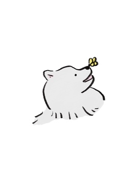 手描き風の白い犬 手描き風の白い犬 いぬ,犬,白い犬,動物,手描き風,かわいい,イラスト,ナチュラル,シンプル,優しいのイラスト素材