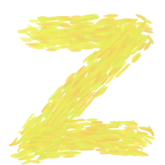 手描き風・黄色のアルファベット「Z」 アルファベット,英語,黄色,手描き風,水彩,筆,デザイン素材,教育,ポップ,明るいのイラスト素材