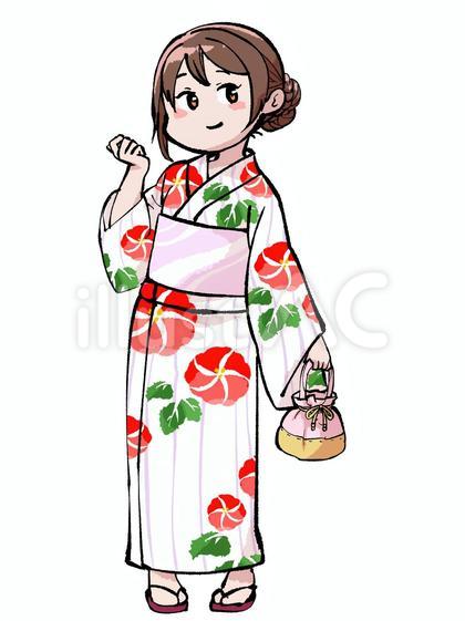 浴衣姿の女性のイラスト