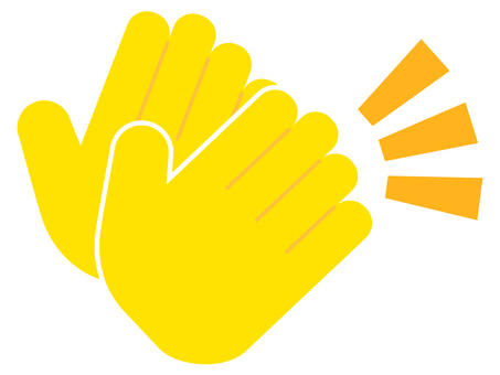 黄色い手（拍手） 拍手,手,アイコン,黄色,両手,おめでとうのイラスト素材