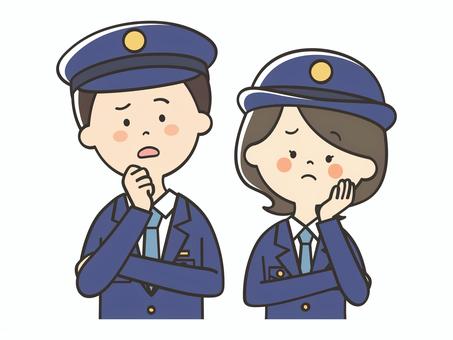 悩む警察官 悩む,困る,警察官,不安,考える,心配,わからない,警察,警官,男性のイラスト素材