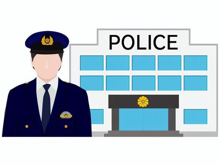 警察署　警察官 警察署,警察官,警察,警官,police,建物,外観,警察庁,警視庁,お巡りさんのイラスト素材