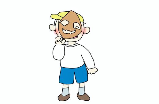 葉っぱおばけだ〜 葉っぱ,おばけ,ごっこ遊び,園庭遊び,落ち葉,秋,幼児,乳児,保育園,幼稚園のイラスト素材