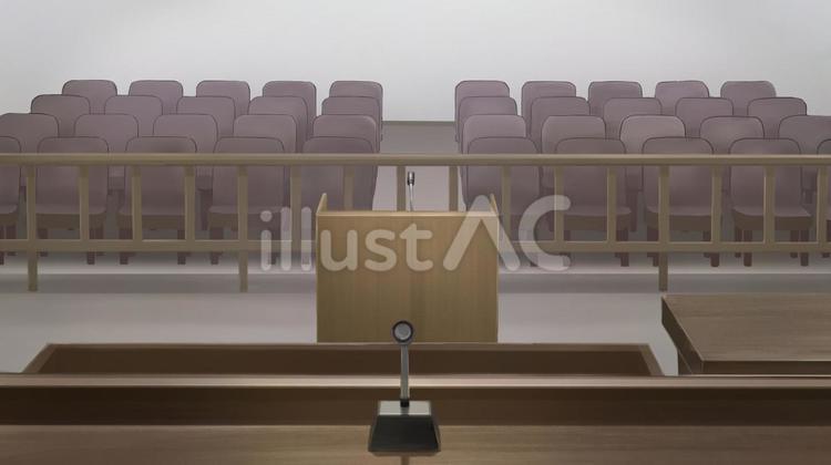 裁判官席から見た証言台　背景イラスト 証言台,裁判官席,裁判所のイラスト素材