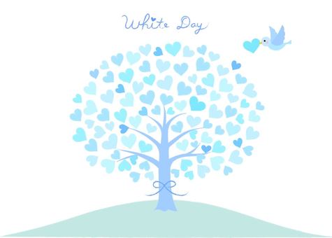 Heart tree on the hill Blue White Day, , JPG, PNG and AI