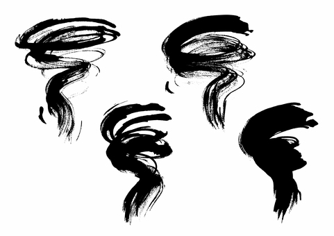 筆タッチの自由な形 筆タッチ,曲線,黒,かすれ,手描き,勢い,和風,和デザイン,飾りのイラスト素材