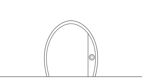 扉(線画)5_4 扉,引き戸,片開き,線画,開く,入口,出口,シンプルのイラスト素材