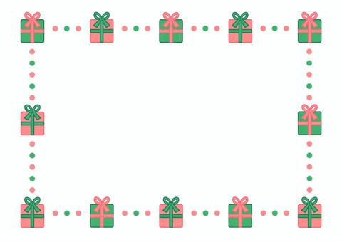 プレゼントのドットフレーム（クリスマス） フレーム,プレゼント,飾り枠,枠,クリスマス,クリスマスカラー,プレゼントボックス,箱,贈り物,リボンのイラスト素材