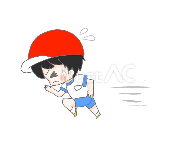 全力疾走　赤組２ 手描き,男の子,黒髪のイラスト素材
