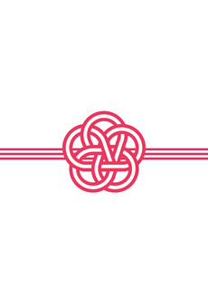 梅結び水引の装飾1/ハガキサイズ 水引,梅結び,ハガキ,かわいい,ポップ,ベクターのイラスト素材