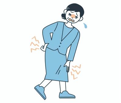 膝と腰が痛む中年女性 女性,全身,痛い,腰痛,怪我のイラスト素材