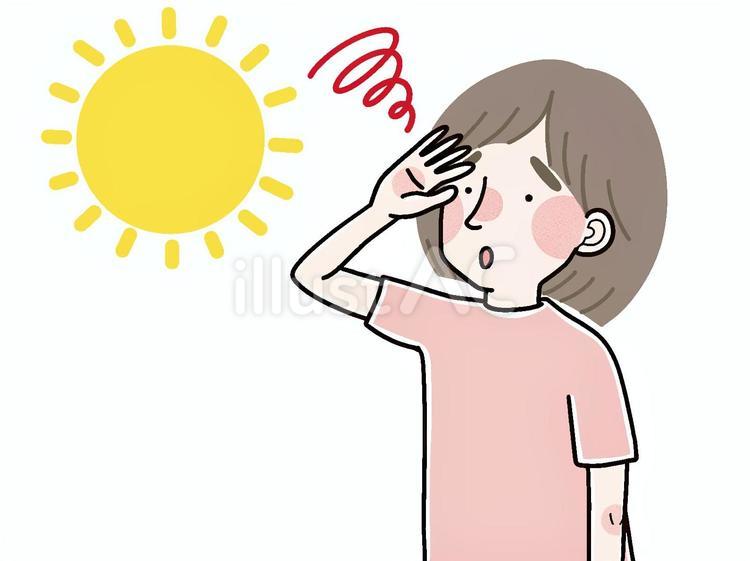 熱中症の女性 熱中症,熱中,症状のイラスト素材