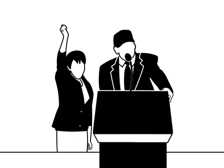 演説 人,人物,男性,女性,代表,首脳,要人,幹部,権力者,スピーチのイラスト素材