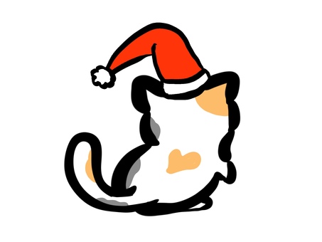 猫のサンタクロース 猫,サンタクロース,クリスマス,動物,後ろ姿,可愛いのイラスト素材