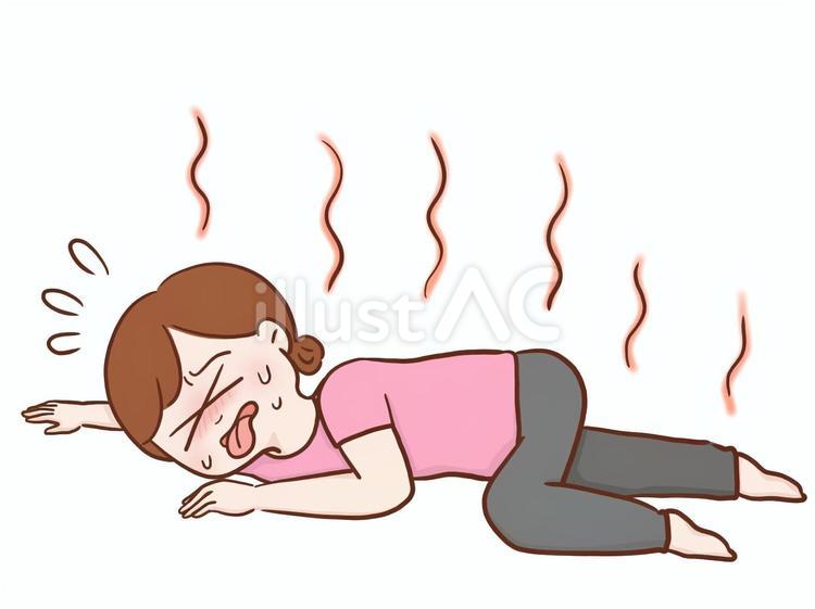 熱中症で倒れる女性(カラー) 女性,人物,若いのイラスト素材