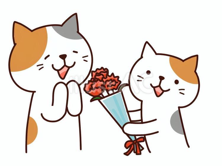 動物　猫（母の日） 猫,親猫,子猫のイラスト素材