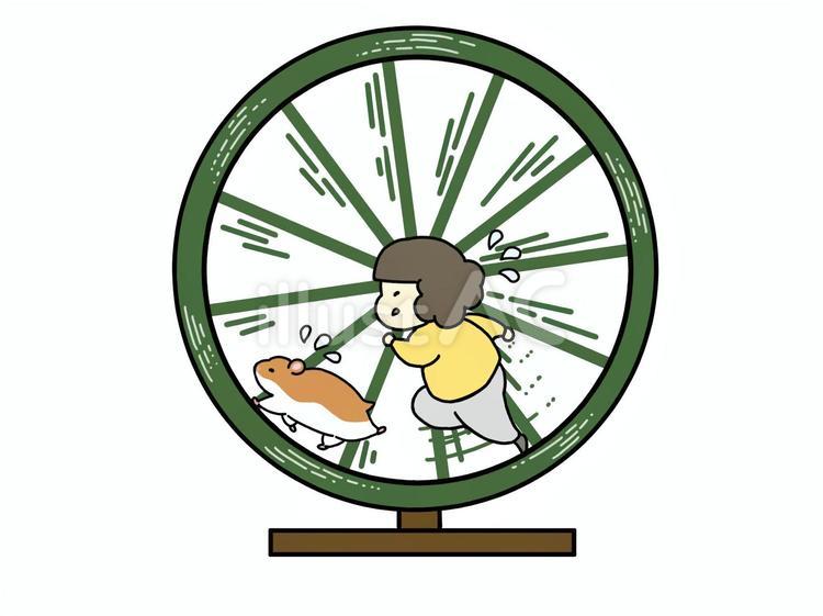 回し車の中で走る人（ハムスターあり） 回し車,運動,無意味のイラスト素材