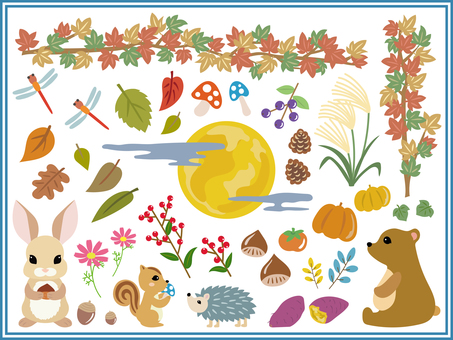 Illustration, maple, full moon, dragonfly, 