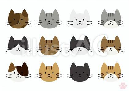 ねこのイラストセット(肉球イラスト付き)