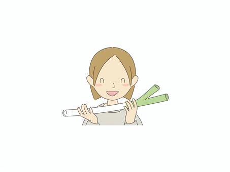 少女と長ネギ 少女,長ネギ,子供のイラスト素材