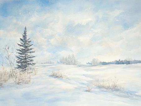 五重塔と雪景色の水彩画風イラスト。イラスト - No: 25748951