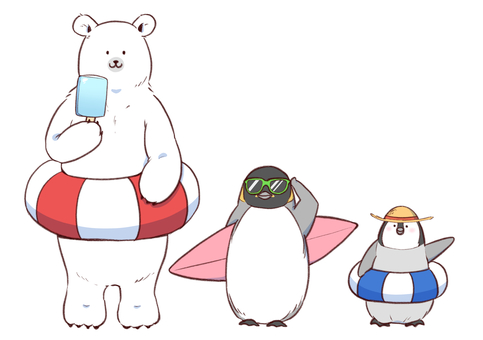 Illustration, shirokuma, penguin, baby, 