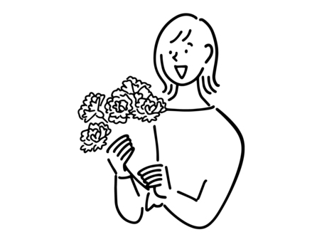 Mother who is pleased with a bouquet of carnations, , JPG, PNG and EPS