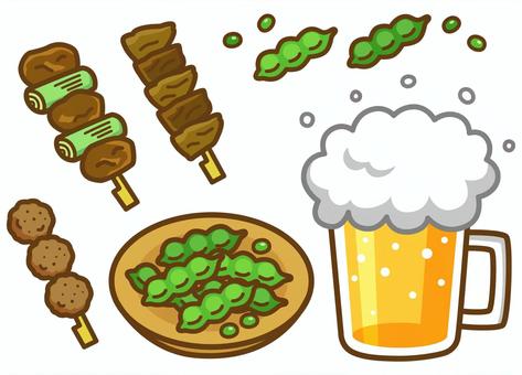ビールとおつまみ ビール,生ビール,お酒,酒,飲酒,アルコール,飲料,飲み物,発泡酒,ビールジョッキのイラスト素材