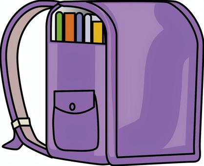 ランドセル　　 ランドセル,学校,通学,学習,教材,荷物,小学校,線画,紫のイラスト素材