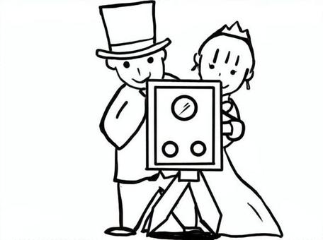 新郎新婦上映 結婚式,新郎,新婦,上映,ムービー,イラスト,素材,人物のイラスト素材