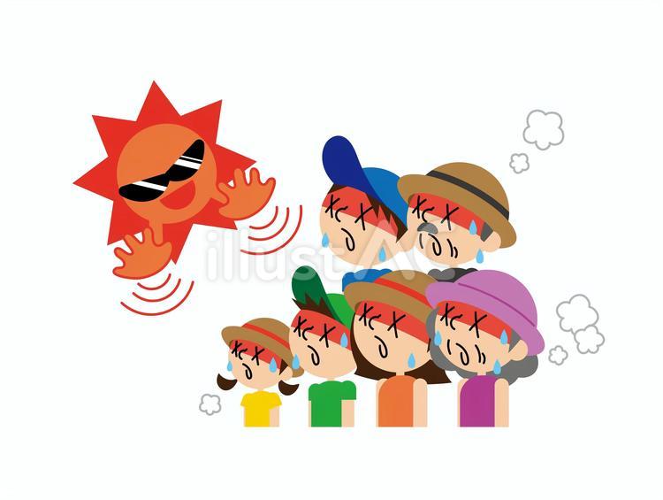 あっちっち人② 暑い,夏,真夏のイラスト素材